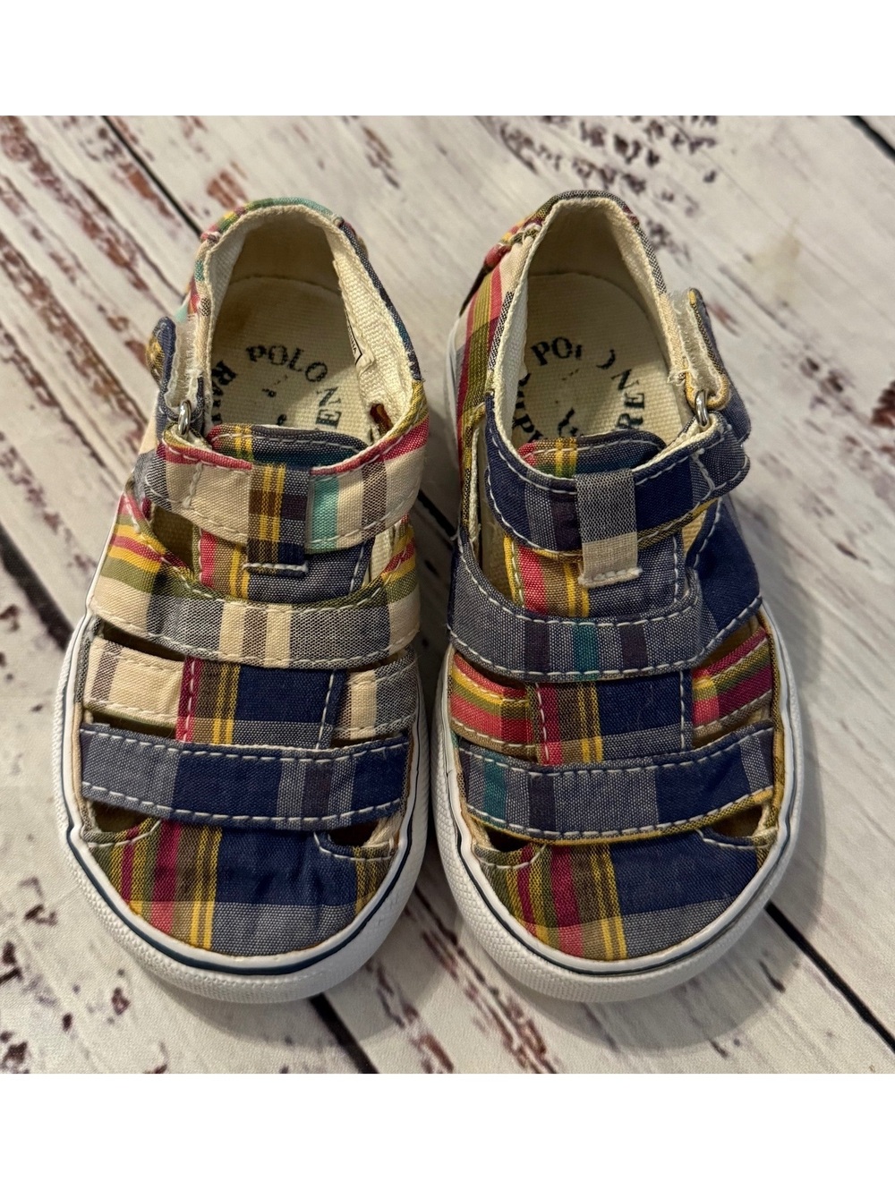 Polo Ralph Lauren Madras Plaid Sandals Size 5